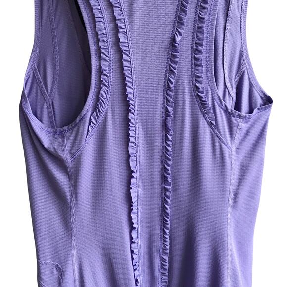 Lululemon Mind Over Matter Tank Top Grapeseed Size 6 Periwinkle Ruffle Racerback - Picture 14 of 16